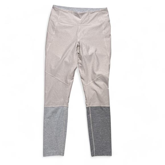 Outdoor Voices 7/8 Dipped Warmup Leggings Tan Cream Gray Color Block Medium - Picture 1 of 8